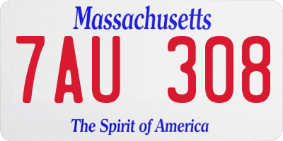 MA license plate 7AU308