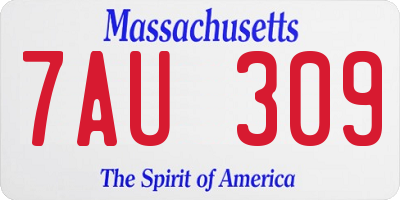 MA license plate 7AU309