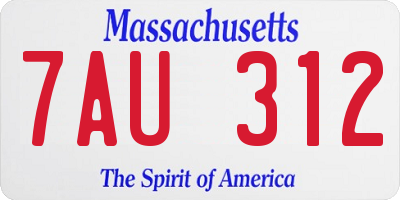 MA license plate 7AU312