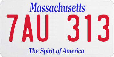 MA license plate 7AU313