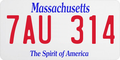 MA license plate 7AU314