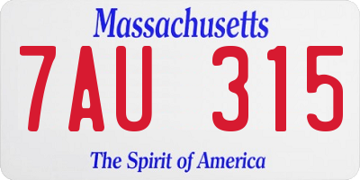 MA license plate 7AU315