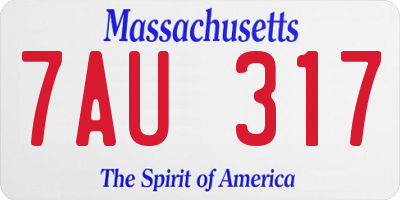 MA license plate 7AU317