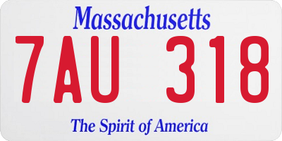 MA license plate 7AU318