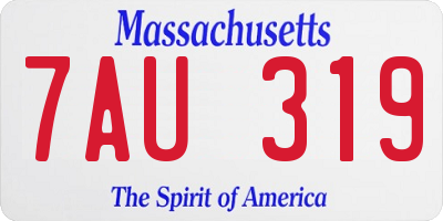 MA license plate 7AU319