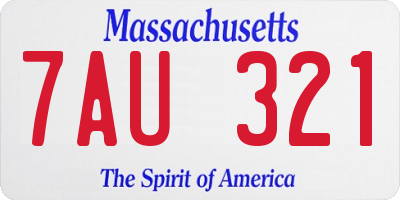 MA license plate 7AU321