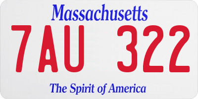 MA license plate 7AU322