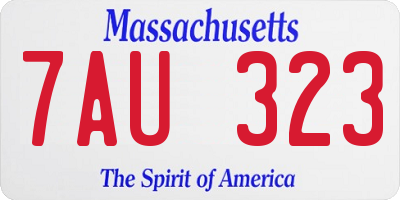 MA license plate 7AU323