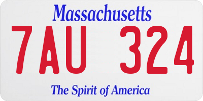 MA license plate 7AU324