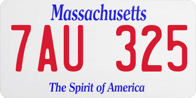 MA license plate 7AU325