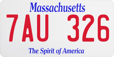 MA license plate 7AU326