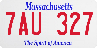 MA license plate 7AU327