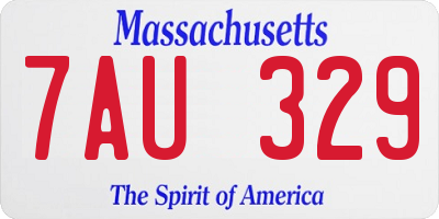 MA license plate 7AU329