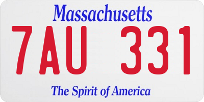 MA license plate 7AU331