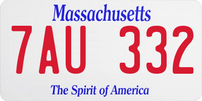 MA license plate 7AU332