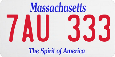 MA license plate 7AU333