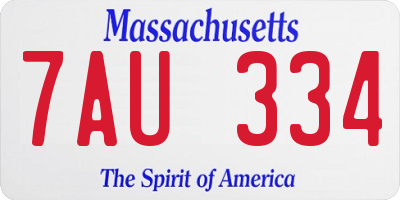 MA license plate 7AU334
