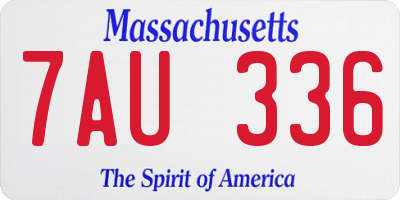 MA license plate 7AU336