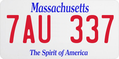 MA license plate 7AU337