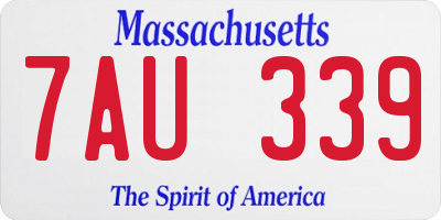 MA license plate 7AU339
