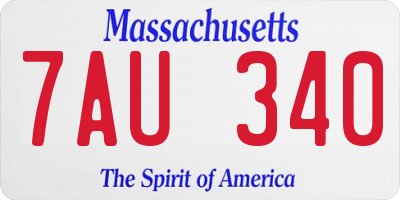 MA license plate 7AU340