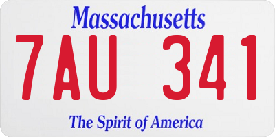 MA license plate 7AU341