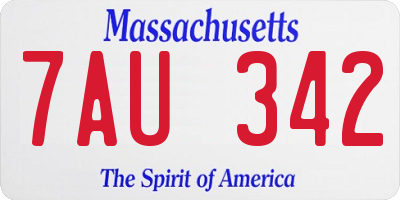 MA license plate 7AU342