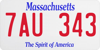 MA license plate 7AU343