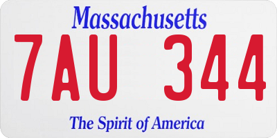 MA license plate 7AU344