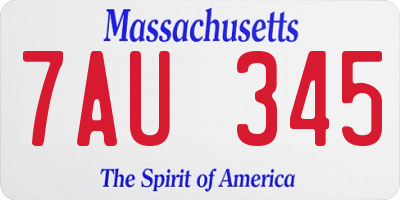 MA license plate 7AU345
