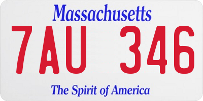 MA license plate 7AU346
