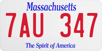 MA license plate 7AU347