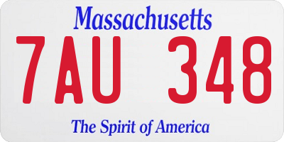 MA license plate 7AU348