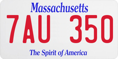 MA license plate 7AU350