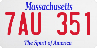 MA license plate 7AU351