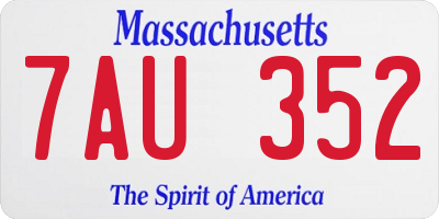 MA license plate 7AU352