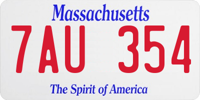 MA license plate 7AU354