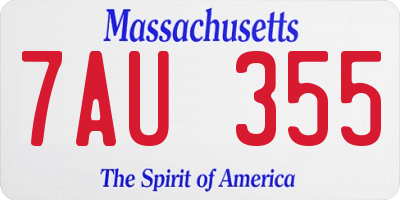 MA license plate 7AU355