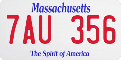 MA license plate 7AU356