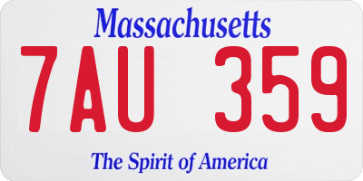 MA license plate 7AU359