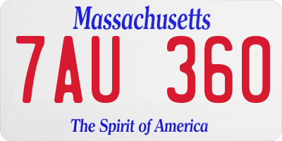 MA license plate 7AU360
