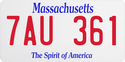 MA license plate 7AU361