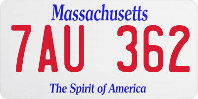 MA license plate 7AU362