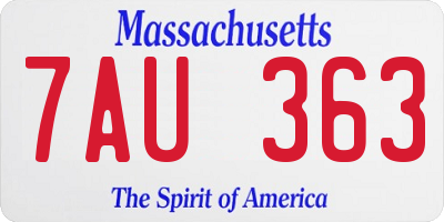 MA license plate 7AU363