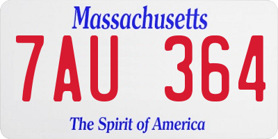 MA license plate 7AU364