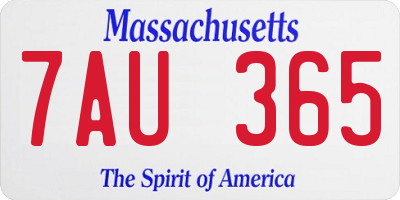 MA license plate 7AU365