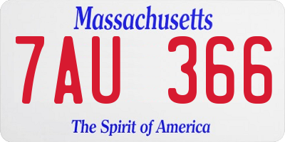 MA license plate 7AU366