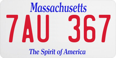 MA license plate 7AU367