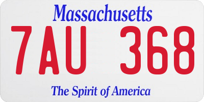 MA license plate 7AU368