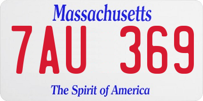 MA license plate 7AU369